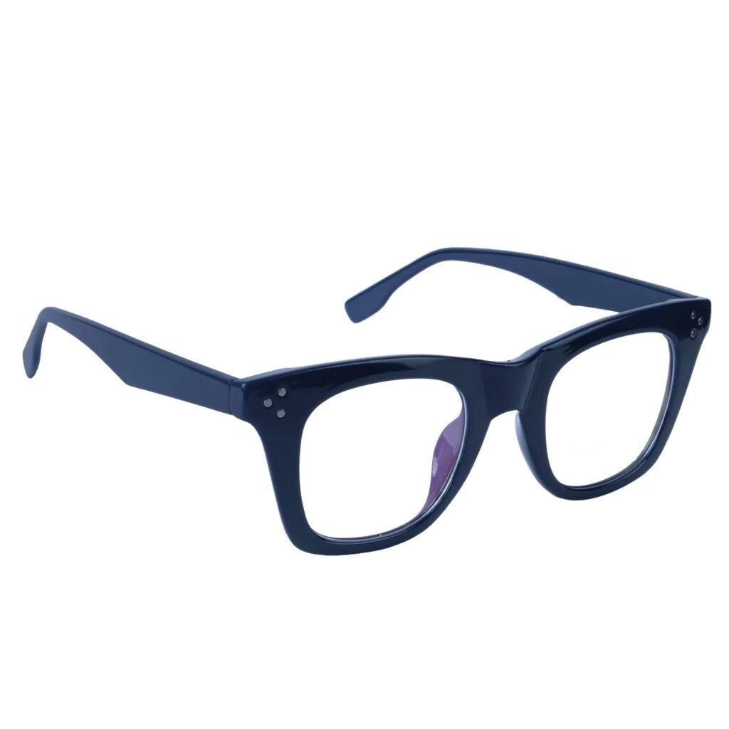 Jodykoes® Nerdy Vintage Design Bold Thick Zero Power Computer Glasses With Anti Glare For Men and Women Frames Spectacles Eyeglasses (Blue)