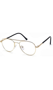 Jodykoes® Unisex Aviator Blu Cut Blue ray Protection Anti Glare Zero Power Computer Protection Eyeglasses For Men and Women Spectacle Frame (Gold)
