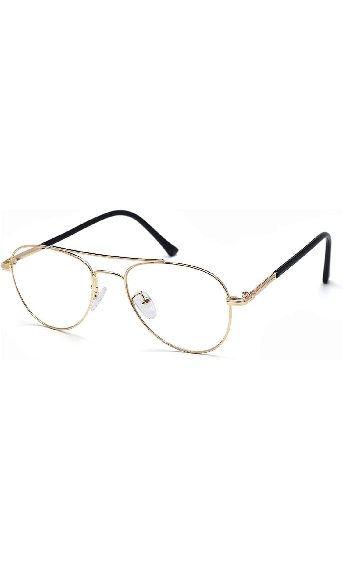 Jodykoes® Unisex Aviator Blu Cut Blue ray Protection Anti Glare Zero Power Computer Protection Eyeglasses For Men and Women Spectacle Frame (Gold)