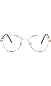 Jodykoes® Unisex Aviator Blu Cut Blue ray Protection Anti Glare Zero Power Computer Protection Eyeglasses For Men and Women Spectacle Frame (Gold)