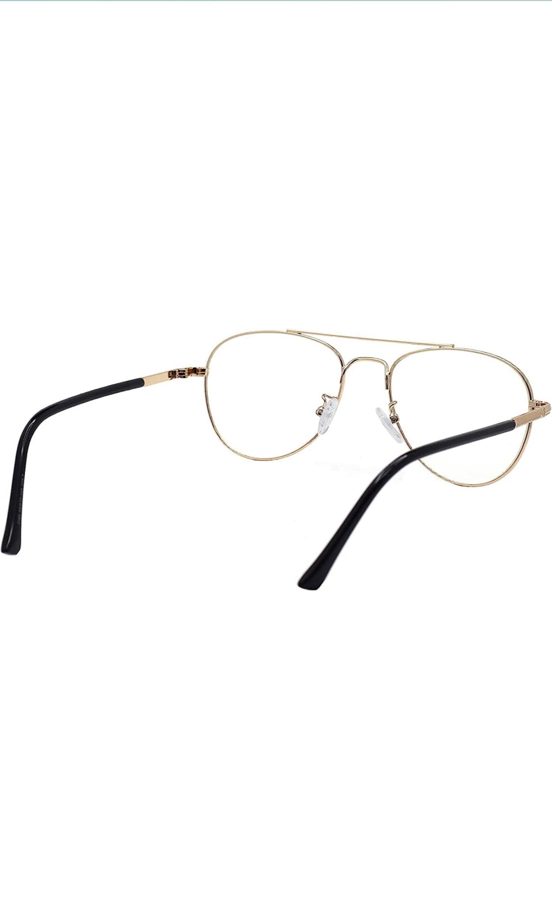 Jodykoes® Unisex Aviator Blu Cut Blue ray Protection Anti Glare Zero Power Computer Protection Eyeglasses For Men and Women Spectacle Frame (Gold)