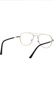 Jodykoes® Unisex Aviator Blu Cut Blue ray Protection Anti Glare Zero Power Computer Protection Eyeglasses For Men and Women Spectacle Frame (Gold)