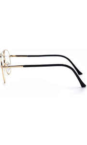 Jodykoes® Unisex Aviator Blu Cut Blue ray Protection Anti Glare Zero Power Computer Protection Eyeglasses For Men and Women Spectacle Frame (Gold)