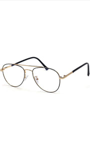 Jodykoes® Unisex Aviator Blu Cut Blue ray Protection Anti Glare Zero Power Computer Protection Eyeglasses For Men and Women Spectacle Frame (Black & Gold)
