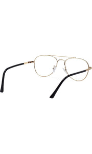 Jodykoes® Unisex Aviator Blu Cut Blue ray Protection Anti Glare Zero Power Computer Protection Eyeglasses For Men and Women Spectacle Frame (Black & Gold)