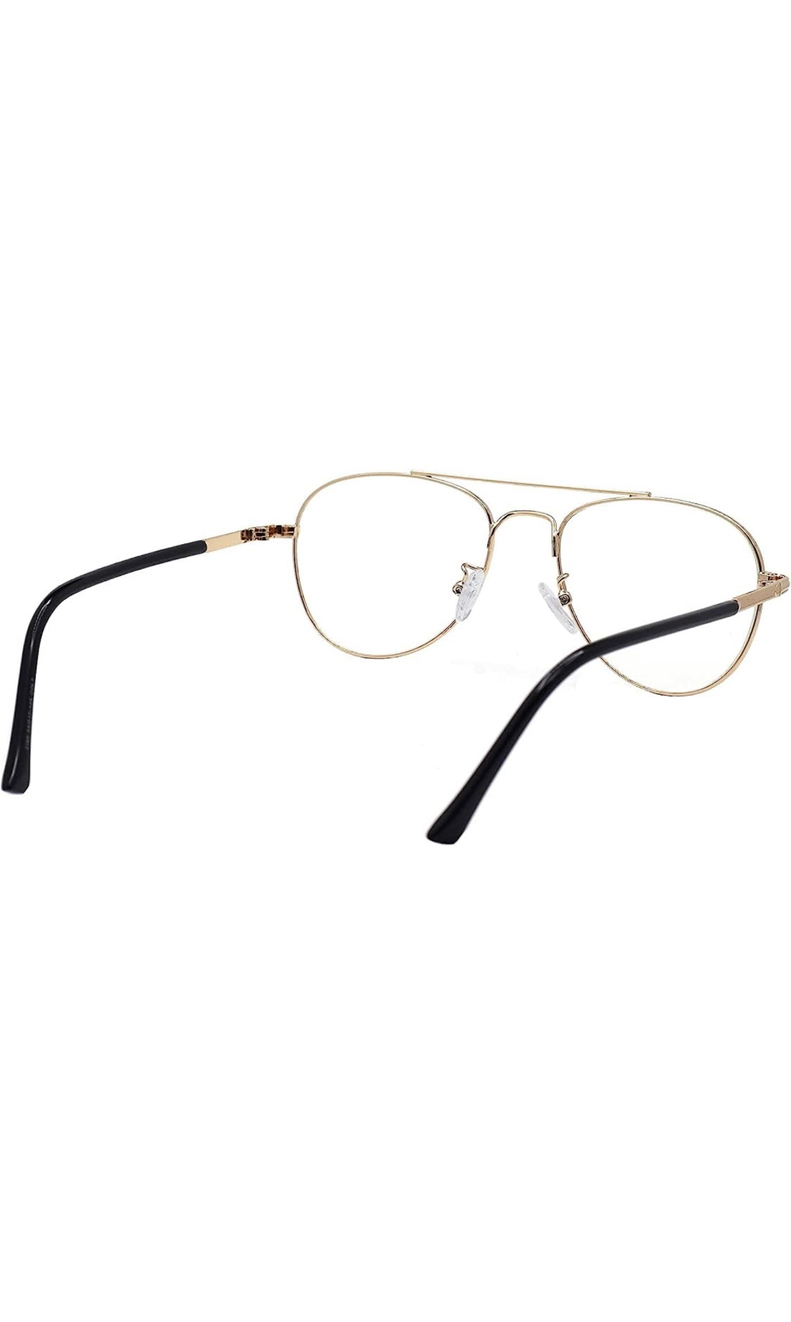 Jodykoes® Unisex Aviator Blu Cut Blue ray Protection Anti Glare Zero Power Computer Protection Eyeglasses For Men and Women Spectacle Frame (Black & Gold)