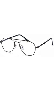 Jodykoes® Unisex Aviator Blu Cut Blue ray Protection Anti Glare Zero Power Computer Protection Eyeglasses For Men and Women Spectacle Frame (Black)