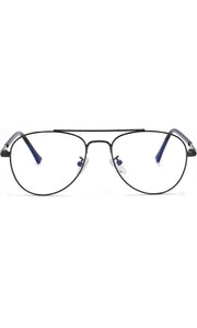 Jodykoes® Unisex Aviator Blu Cut Blue ray Protection Anti Glare Zero Power Computer Protection Eyeglasses For Men and Women Spectacle Frame (Black)