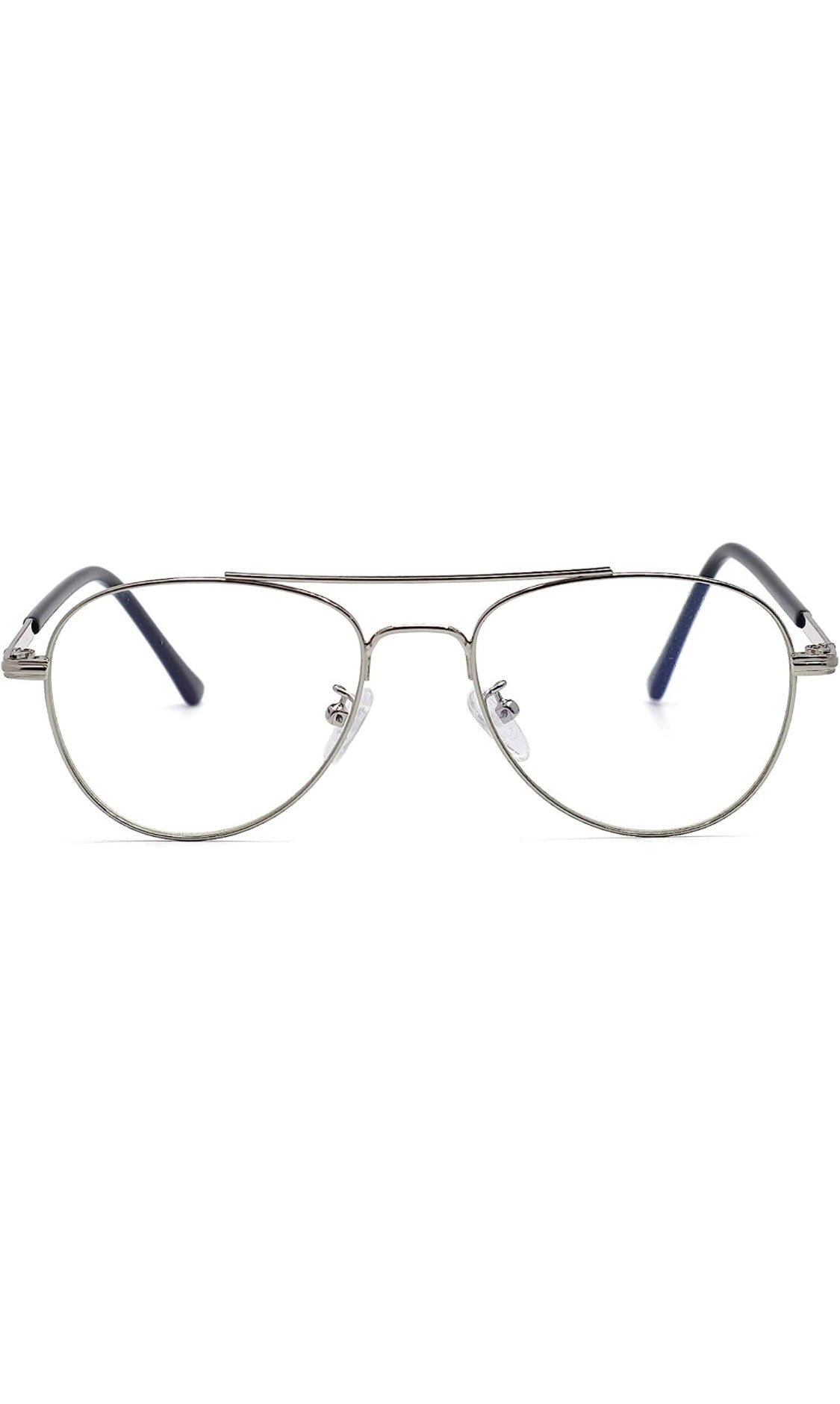 Jodykoes® Unisex Aviator Blu Cut Blue ray Protection Anti Glare Zero Power Computer Protection Eyeglasses For Men and Women Spectacle Frame (Silver)