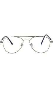 Jodykoes® Unisex Aviator Blu Cut Blue ray Protection Anti Glare Zero Power Computer Protection Eyeglasses For Men and Women Spectacle Frame (Silver)