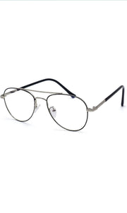 Jodykoes® Unisex Aviator Blu Cut Blue ray Protection Anti Glare Zero Power Computer Protection Eyeglasses For Men and Women Spectacle Frame (Black & Silver)