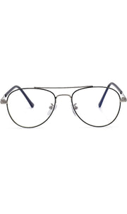 Jodykoes® Unisex Aviator Blu Cut Blue ray Protection Anti Glare Zero Power Computer Protection Eyeglasses For Men and Women Spectacle Frame (Black & Silver)