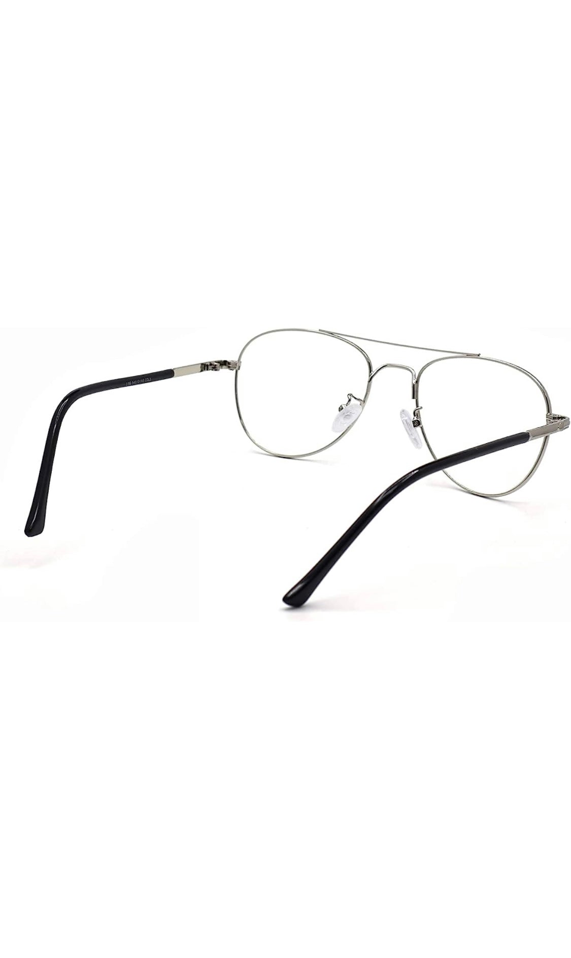 Jodykoes® Unisex Aviator Blu Cut Blue ray Protection Anti Glare Zero Power Computer Protection Eyeglasses For Men and Women Spectacle Frame (Black & Silver)