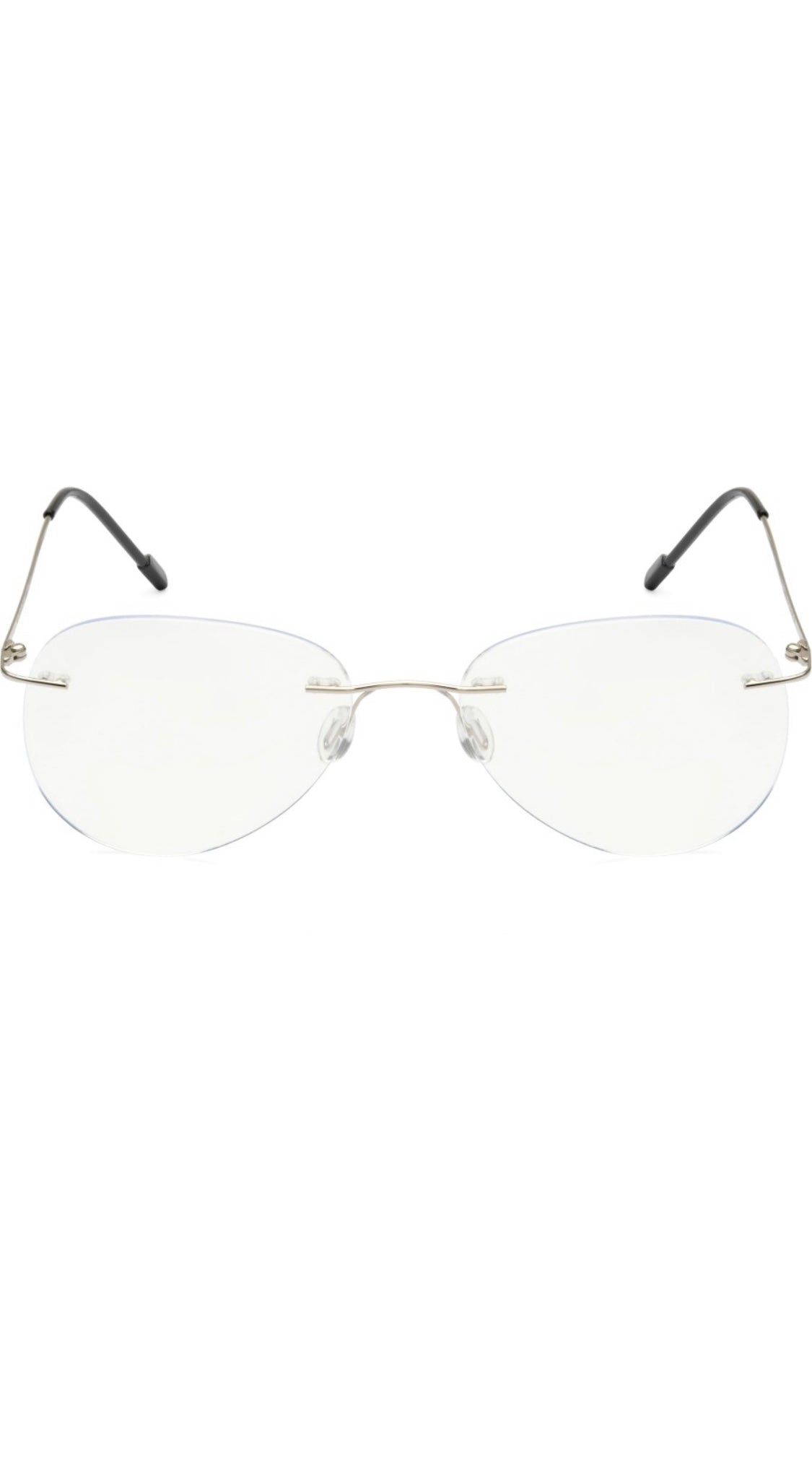 Jodykoes® Rimless Aviator Frame Zero Power Anti Glare Spectacle For Men and Women | Unisex Computer Eyeglasses Light Weight Aviator Frameless Eyewear (Silver) - Jodykoes ®