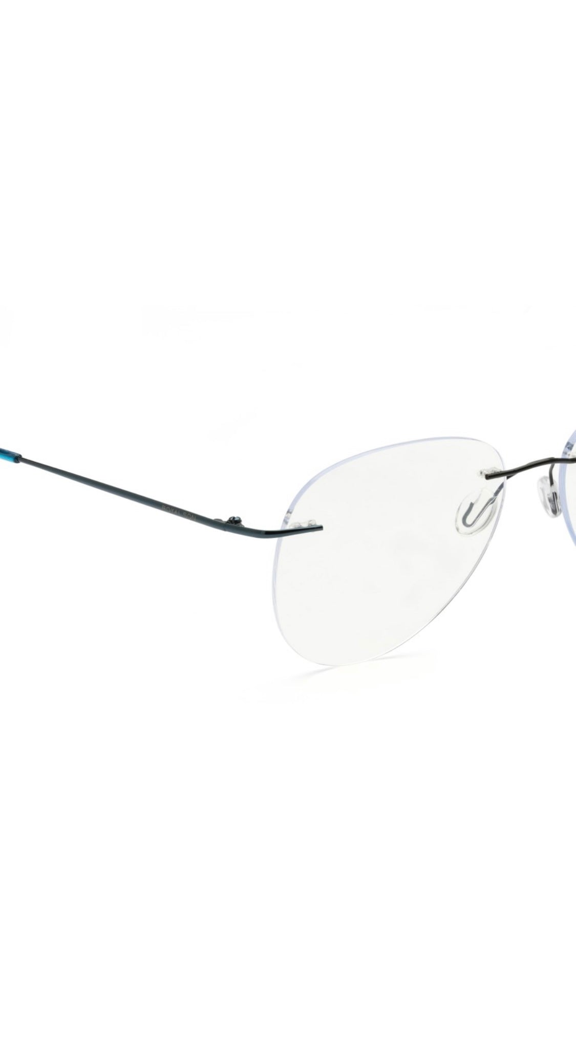 Jodykoes® Rimless Aviator Frame Zero Power Anti Glare Spectacle For Men and Women | Unisex Computer Eyeglasses Light Weight Aviator Frameless Eyewear (Blue) - Jodykoes ®