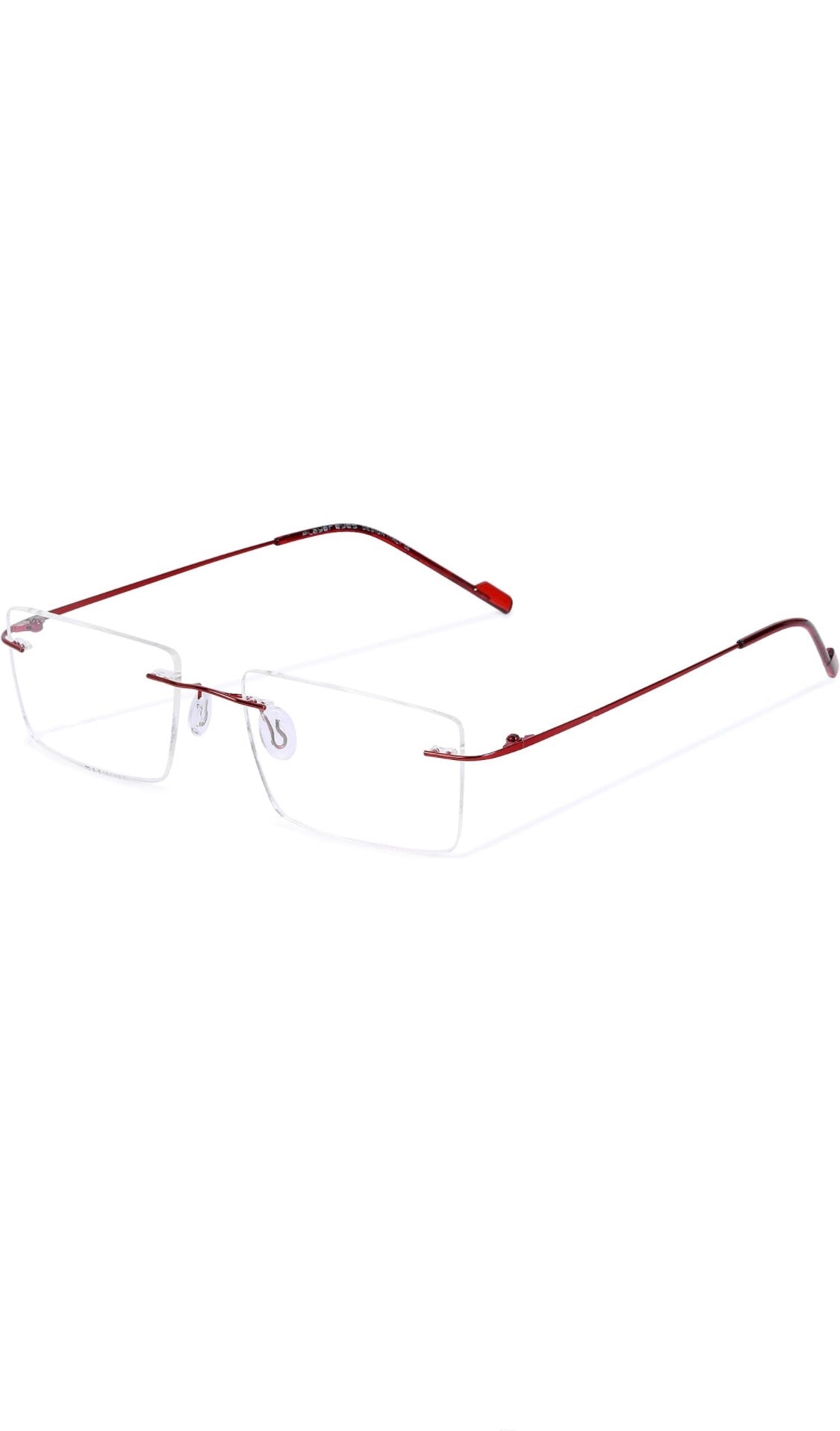 Jodykoes® Premium Rimless Anti Glare Rectangle Frame Spectacle Eyeglasses Eyewear (Maroon) - Jodykoes ®