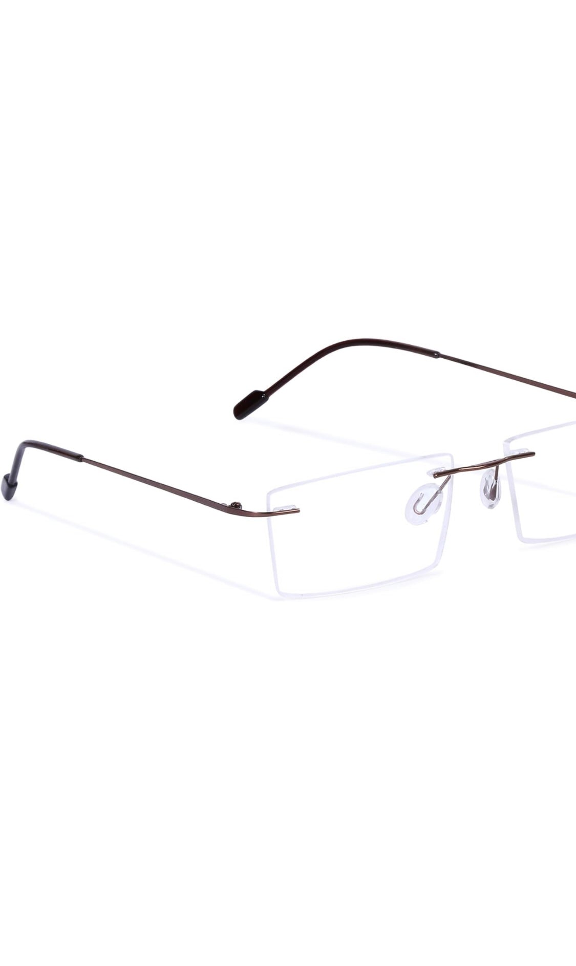 Jodykoes® Premium Rimless Anti Glare Rectangle Frame Spectacle Eyeglasses Eyewear (Copper Brown) - Jodykoes ®