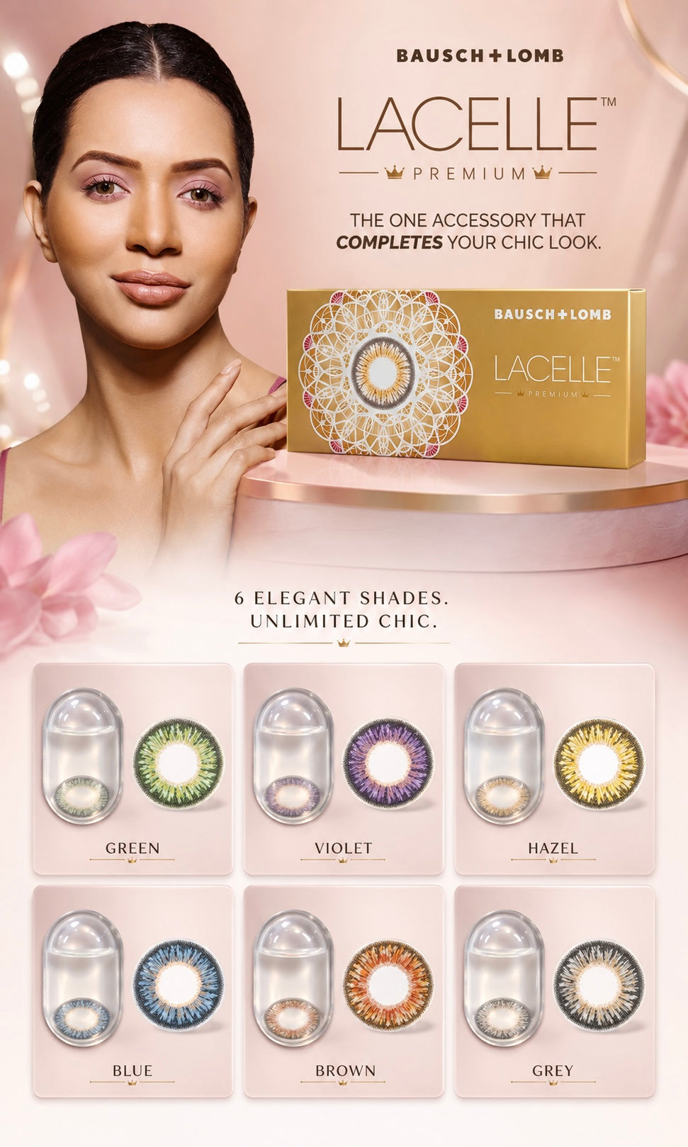 Bausch & Lomb Lacelle Premium BLUE Color Contact Lens (1 Lens/Box)