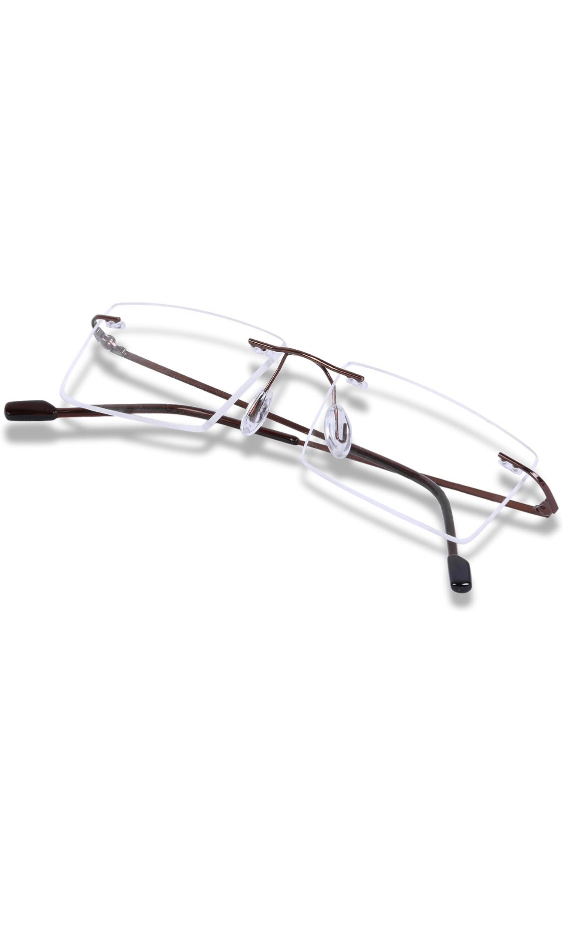 Jodykoes® Premium Rimless Anti Glare Rectangle Frame Spectacle Eyeglasses Eyewear (Copper Brown) - Jodykoes ®