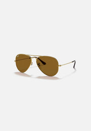 Ray-Ban Originals Classic Aviator Original RAY BAN Brown Sunglass RB3025 UV Protection Eyewear Shades ( Gold and Brown )