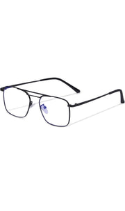 Jodykoes® New Model Square Shape Double Bar Metal Frame Blu Cut Anti Glare Eyeglasses Unisex for Computer, Laptop, Mobile Phone Protection Blue Rays Protection Spectacles Eyewear Frame (Black)