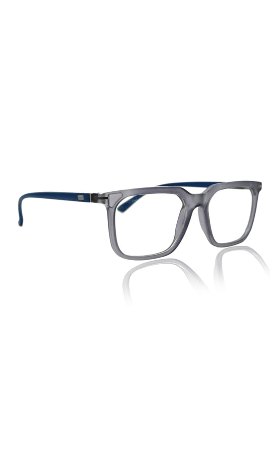 Jodykoes® Colour Frame Series: Stylish Square Spectacle Frames with Blue Ray Protection and Anti-Glare Glasses for Men and Women (Frosted Grey Blue) - Jodykoes ®