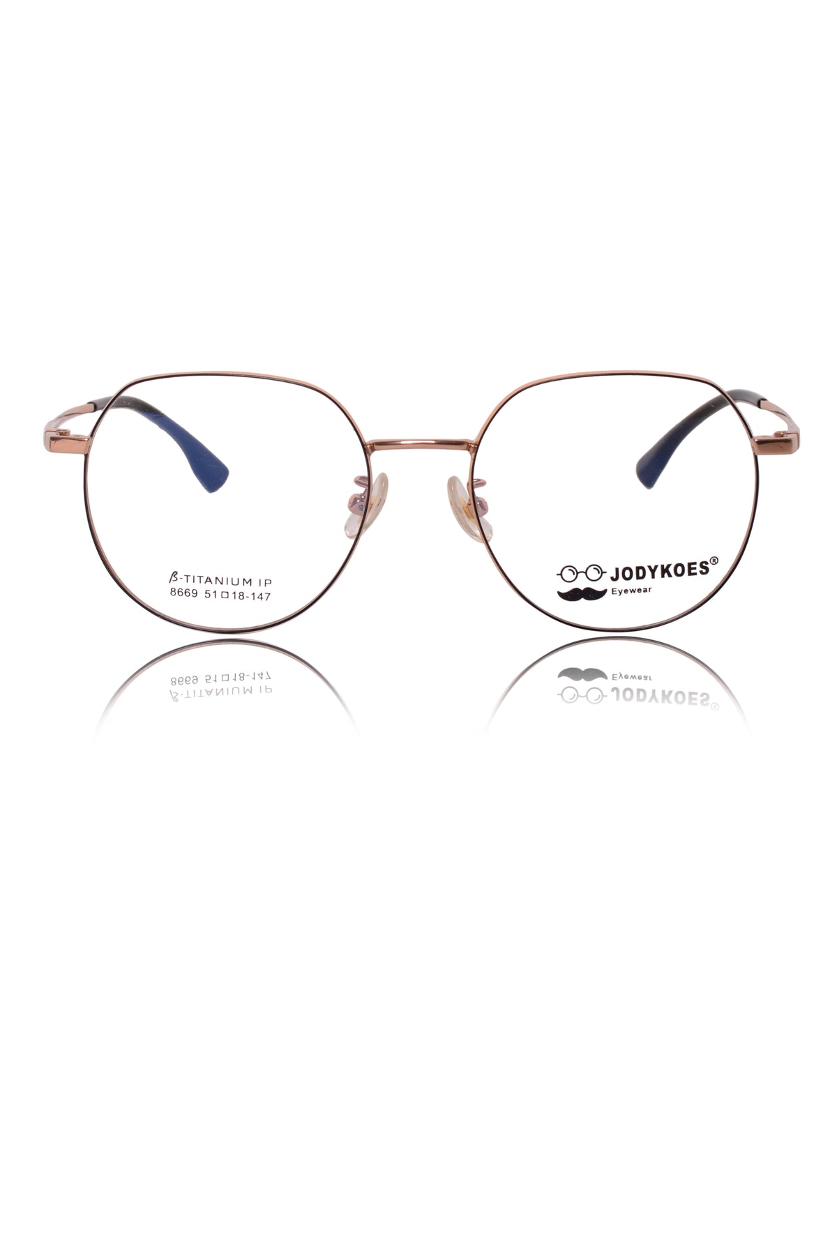 Jodykoes Luxury Series : Pure Titanium Metal Spectacle Eyeglasses | New Shape Round Metal Eyewear Frame (Black And Gold)