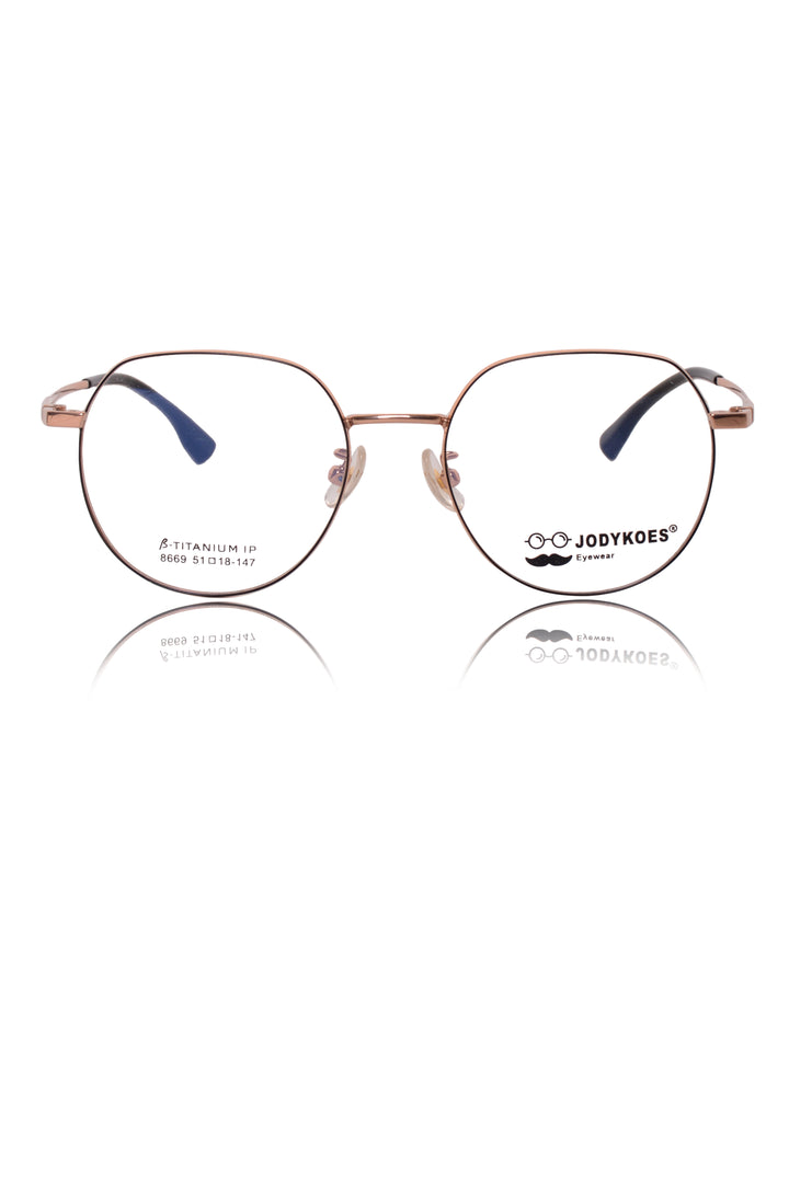 Jodykoes Luxury Series : Pure Titanium Metal Spectacle Eyeglasses | New Shape Round Metal Eyewear Frame (Black And Gold)