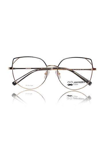 Jodykoes Luxury Pure Titanium Metal Spectacle Eyeglasses | Cat Eye Metal Eyewear Frame ( Green and Gold )