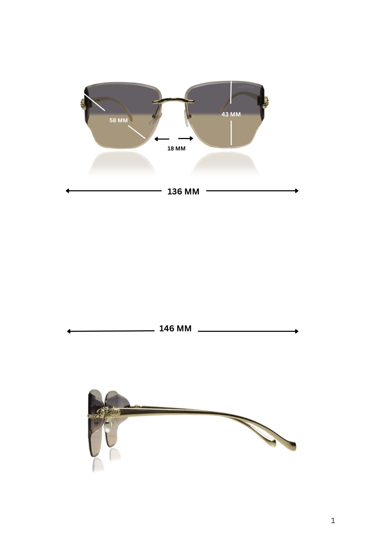 Jodykoes Legacy Rimless Sunglasses | UV400 Protection | Lightweight Stylish Eyewear