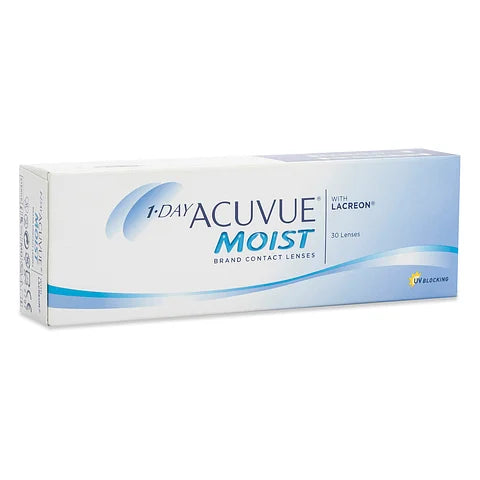 Johnson & Johnson Acuvue 1 Day MOIST Daily Disposable Contact Lenses 30 Lens Box With BC 8.5 10 Hrs