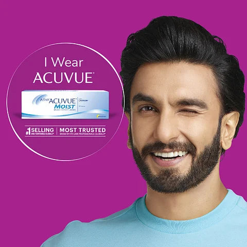 Johnson & Johnson Acuvue 1 Day MOIST Daily Disposable Contact Lenses 30 Lens Box With BC 8.5 10 Hrs