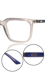 Jodykoes® Colour Frame Series: Stylish Square Spectacle Frames with Blue Ray Protection and Anti-Glare Glasses for Men and Women (Frost Transparent Blue)