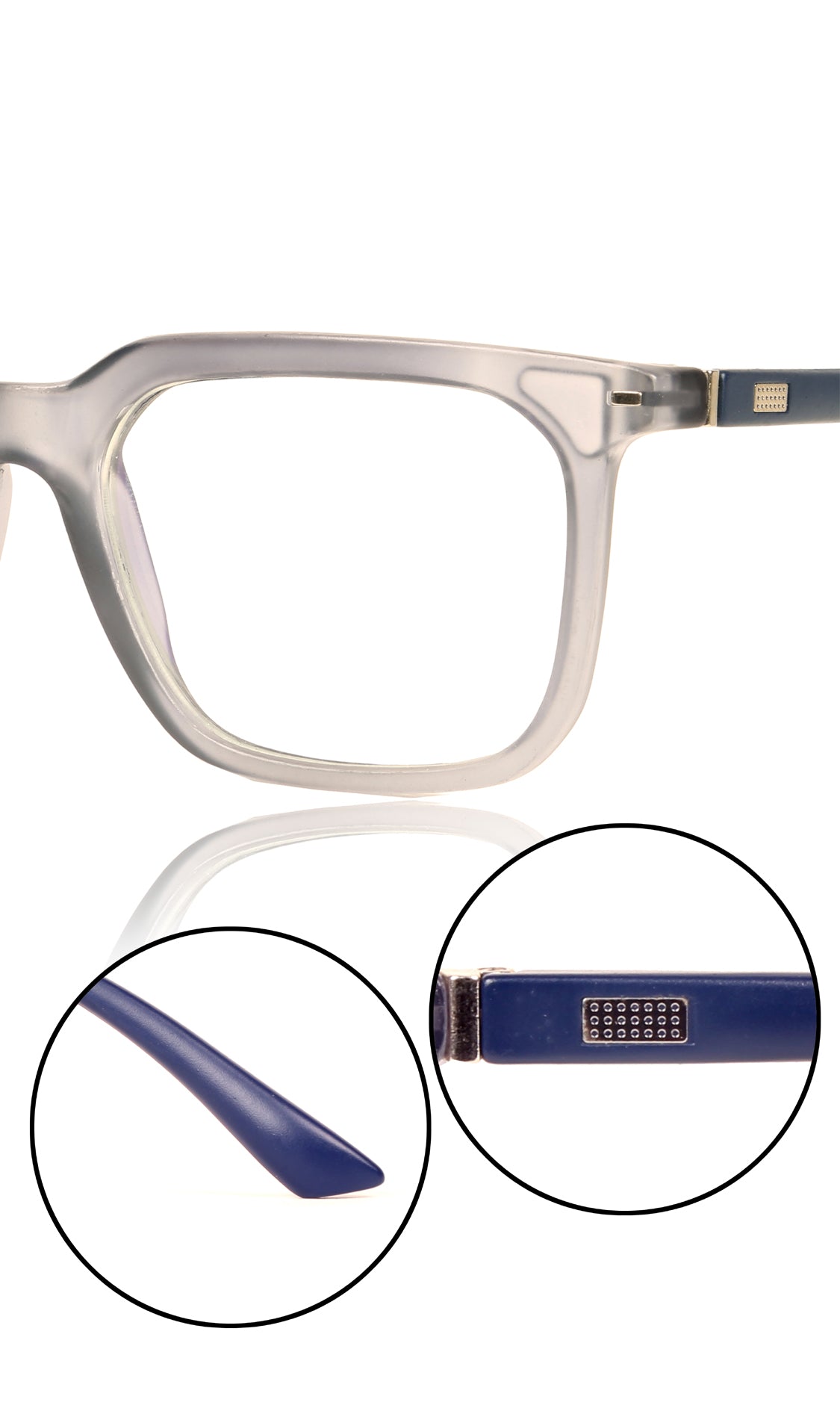 Jodykoes® Colour Frame Series: Stylish Square Spectacle Frames with Blue Ray Protection and Anti-Glare Glasses for Men and Women (Frost Transparent Blue)
