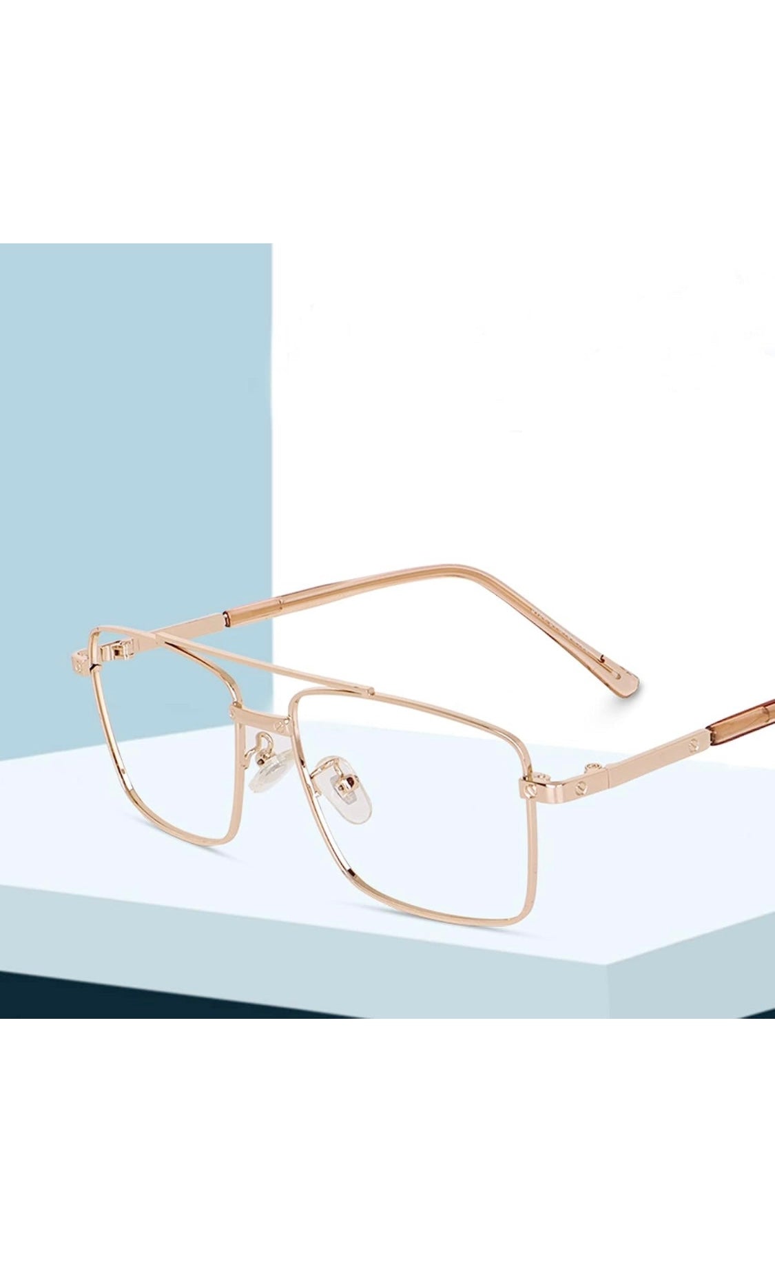 Jodykoes® New Full Rim Rectangular Blue Light Protection Computer Eyeglasses Metal Frame With Anti Glare and Blu Cut Glasses Spectacles for Men and Women Eyewear (Gold)