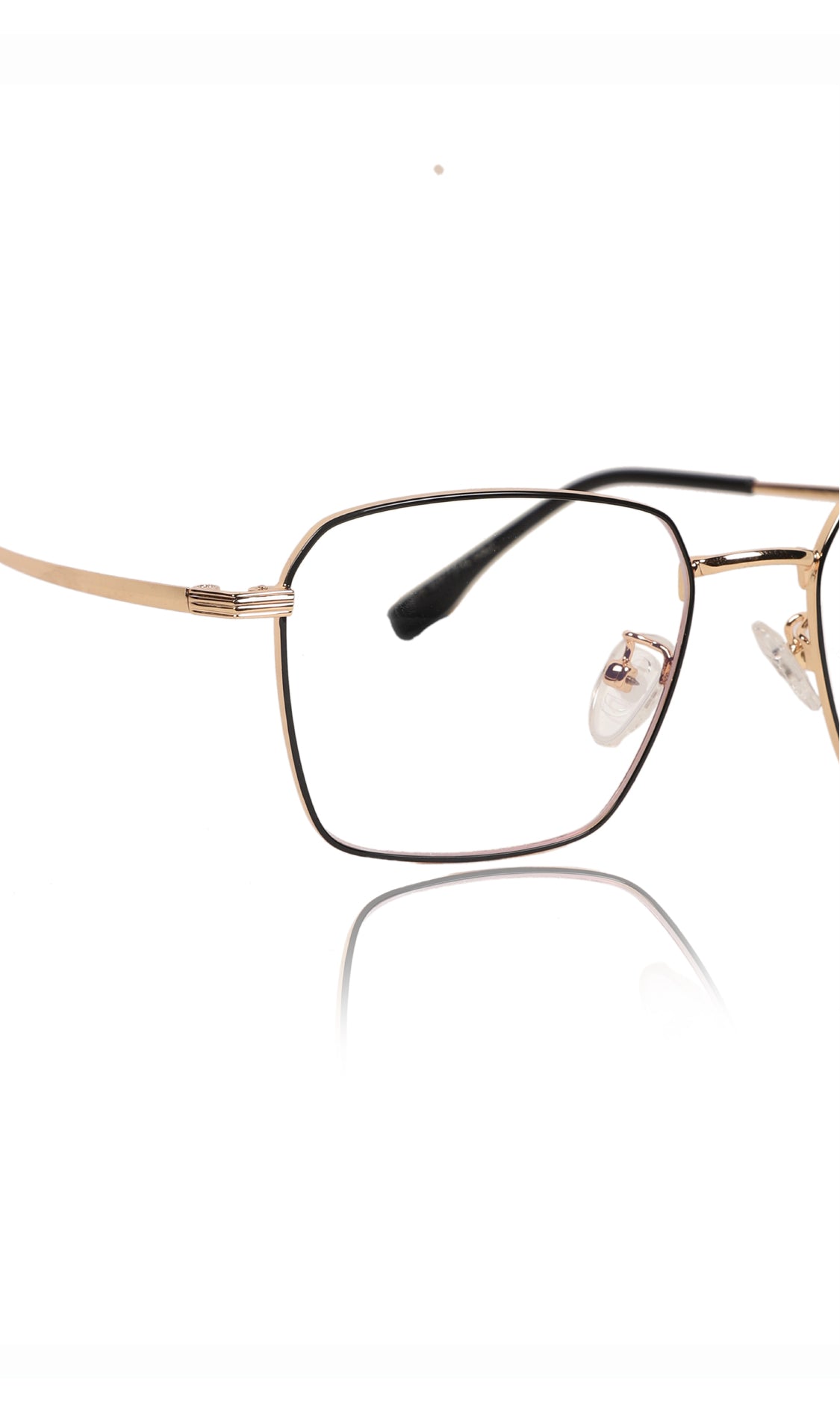 Jodykoes® Premium Series Metal Spectacle Frame With Anti-Glare Blue Light Blocking Eyeglasses for Men and Women | Computer and Mobile Phone Protection Eyewear Frames (Black and Gold)