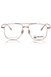 Jodykoes Luxury Series : Pure Titanium Metal Spectacle Eyeglasses | New Shape Double Bar Square Metal Eyewear Frame (Gold)