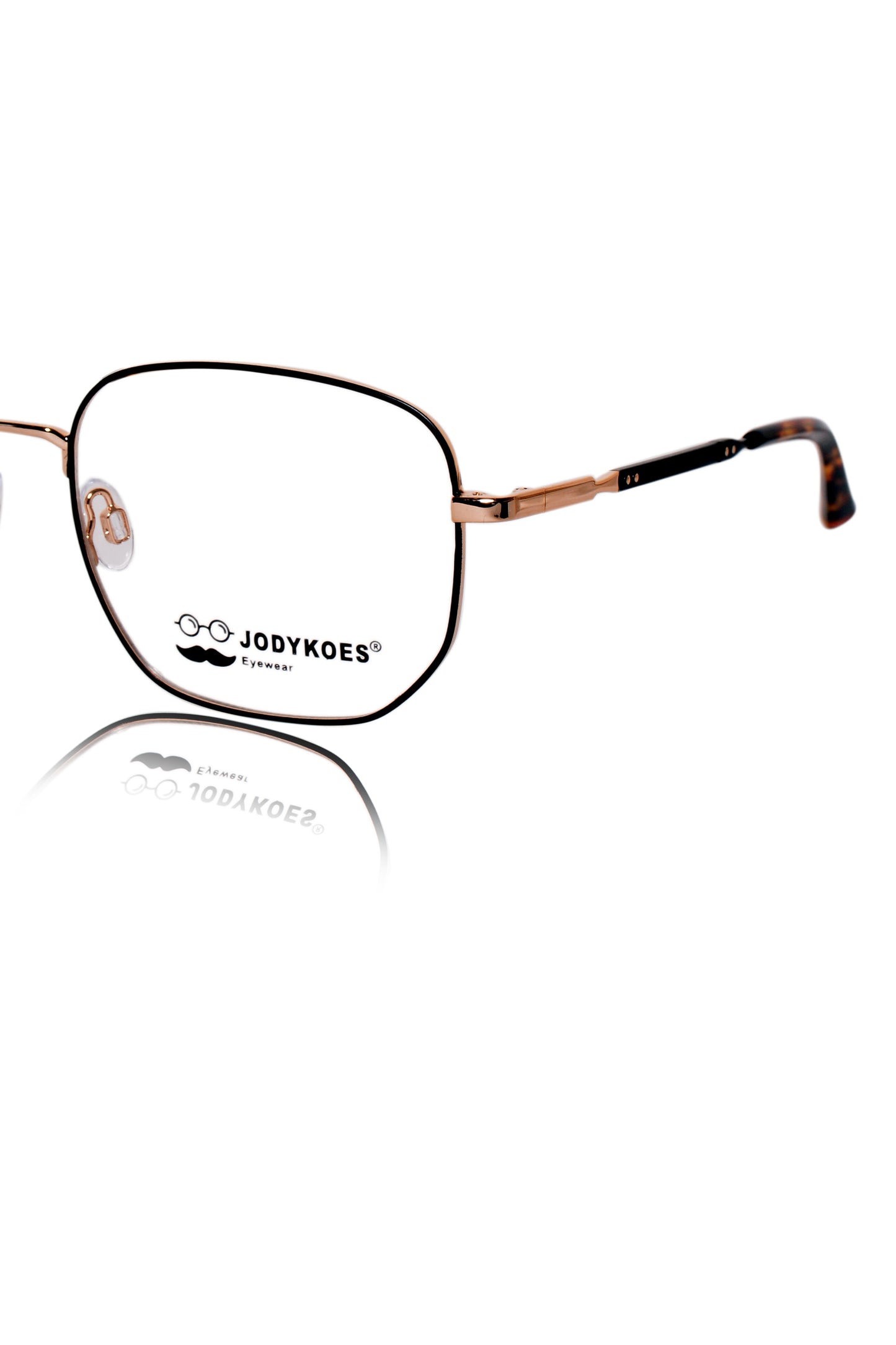 Jodykoes Luxury Series : Pure Titanium Metal Spectacle Eyeglasses | New Shape Square Metal Eyewear Frame (Black And Gold)