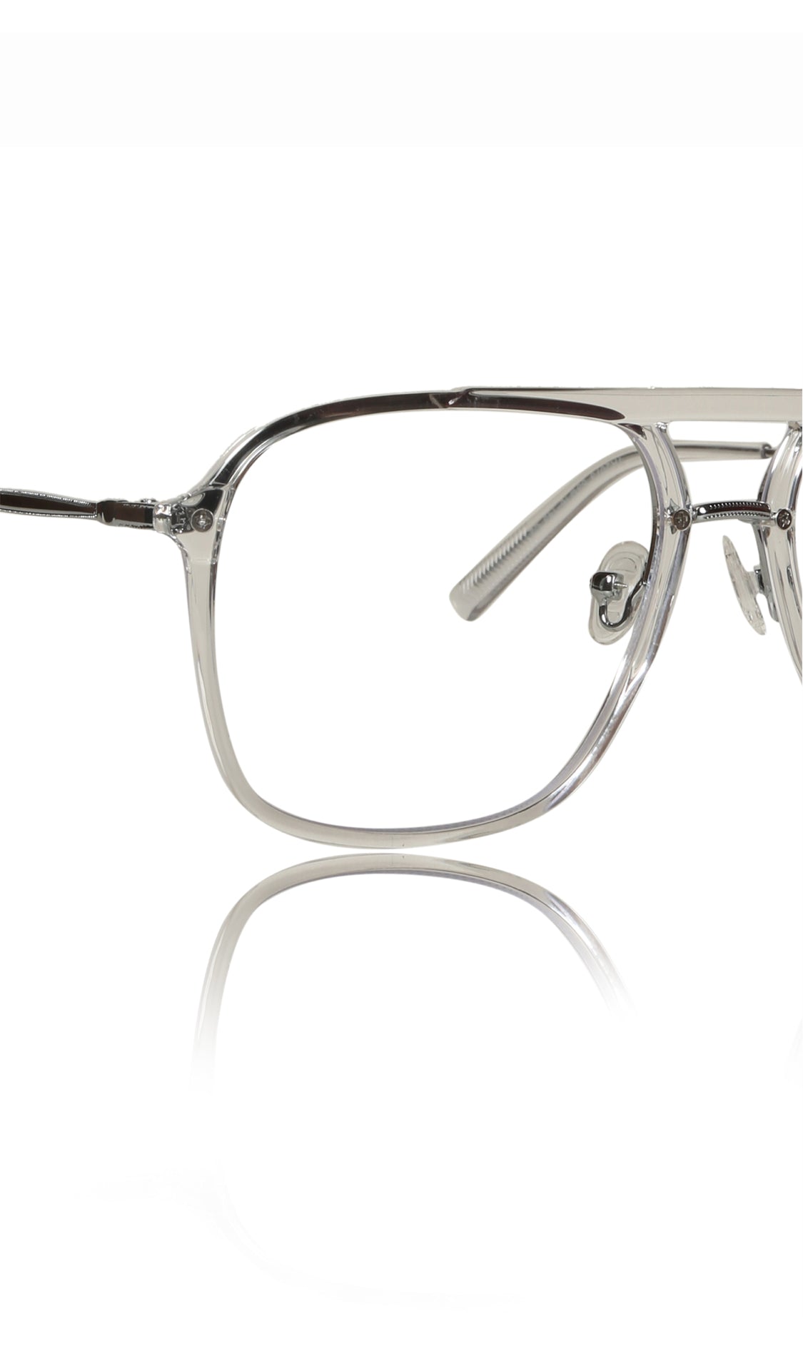 Jodykoes® Premium Series Double Bar Eyewear Eyeglasses Spectacles Frame for Men and Women (Transparent)
