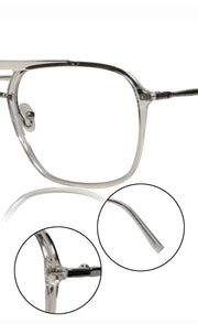 Jodykoes® Premium Series Double Bar Eyewear Eyeglasses Spectacles Frame for Men and Women (Transparent)