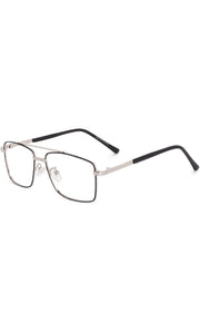 Jodykoes® New Full Rim Rectangular Blue Light Protection Computer Eyeglasses Metal Frame With Anti Glare and Blu Cut Glasses Spectacles for Men and Women Eyewear (Black & Silver)