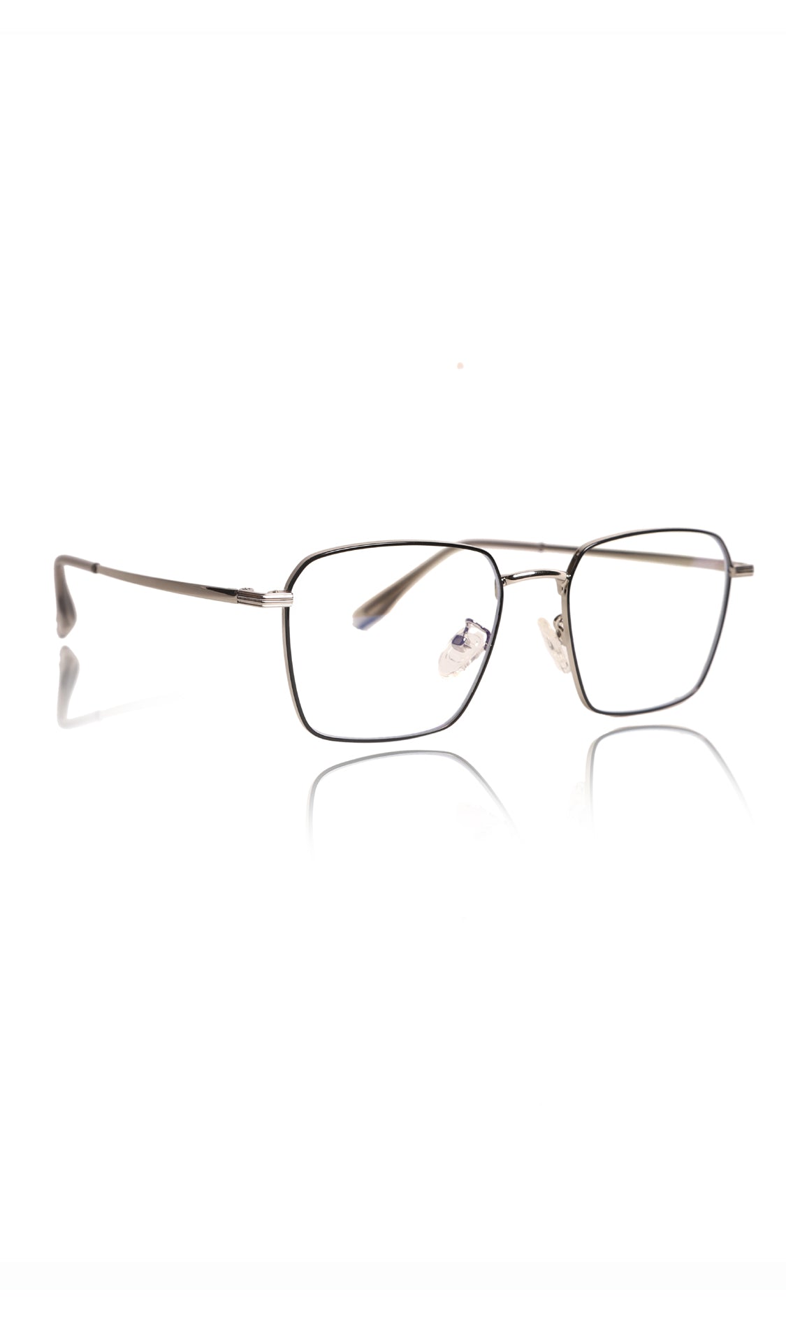 Jodykoes® Premium Series Metal Spectacle Frame With Anti-Glare Blue Light Blocking Eyeglasses for Men and Women | Computer and Mobile Phone Protection Eyewear Frames (Black and Silver)