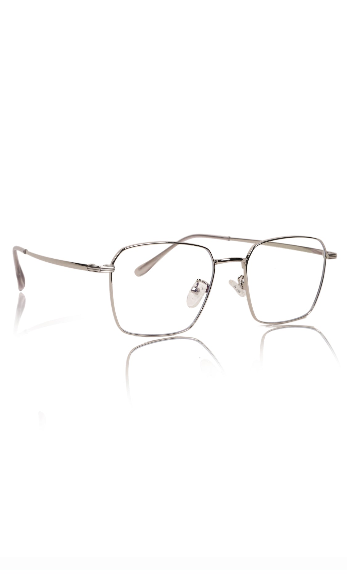 Jodykoes® Premium Series Metal Spectacle Frame With Anti-Glare Blue Light Blocking Eyeglasses for Men and Women | Computer and Mobile Phone Protection Eyewear Frames (Silver)