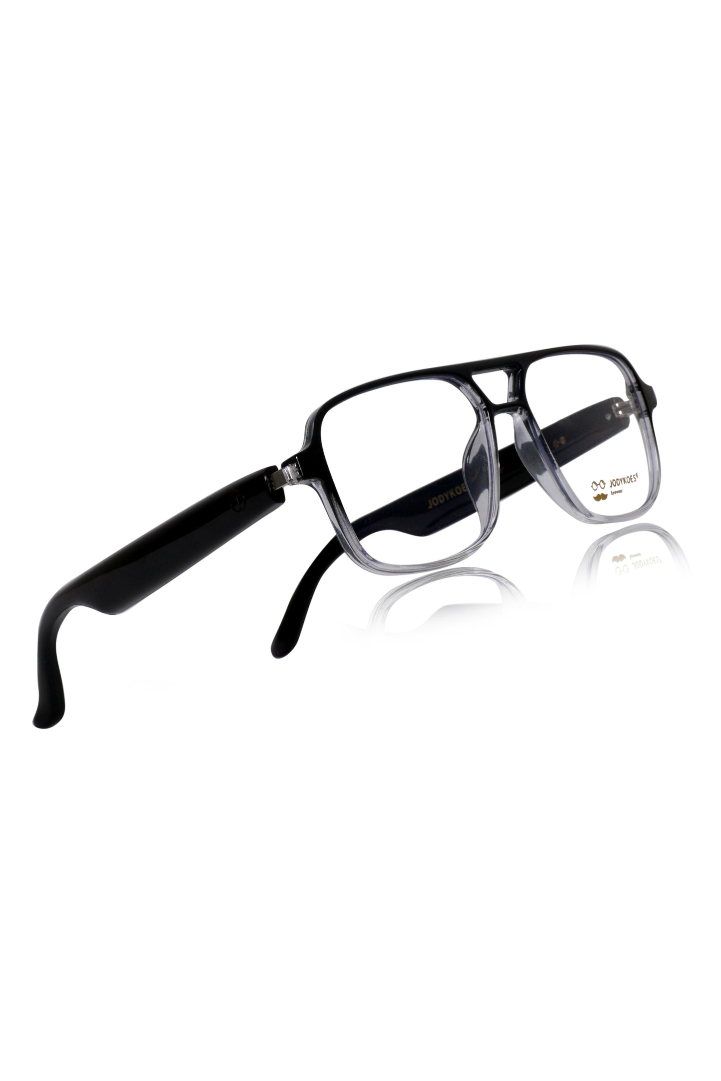 Jodykoes Smart Glasses with Built-in Speakers, Voice Assistant & Prescription Lenses | Square Bluetooth Audio Eyewear (Black)