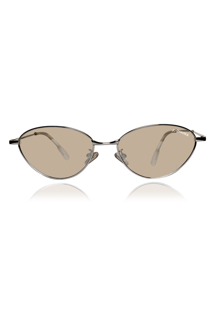 Jodykoes Legacy Metal Cat Eye Sunglasses – UV400 Protection (Brown)