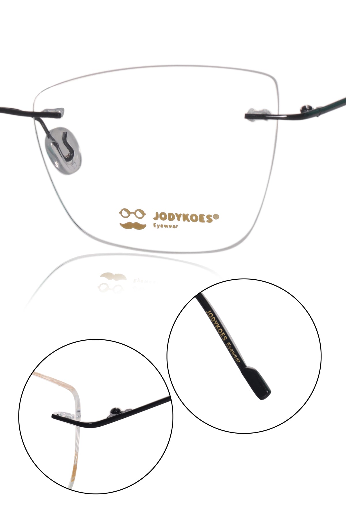 Jodykoes Cat Eye Premium Rimless Frame (Black)
