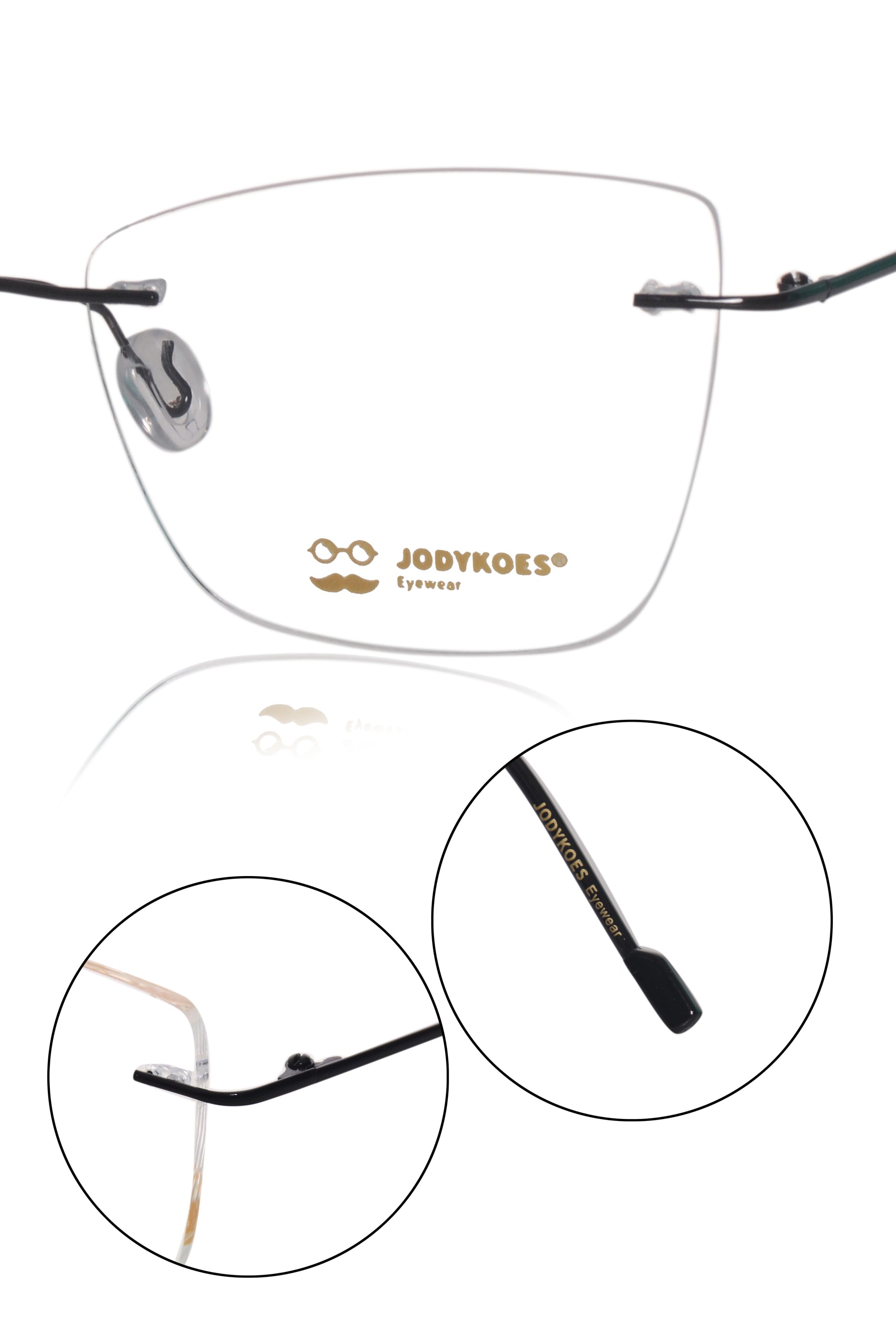 Jodykoes Cat Eye Premium Rimless Frame (Black)