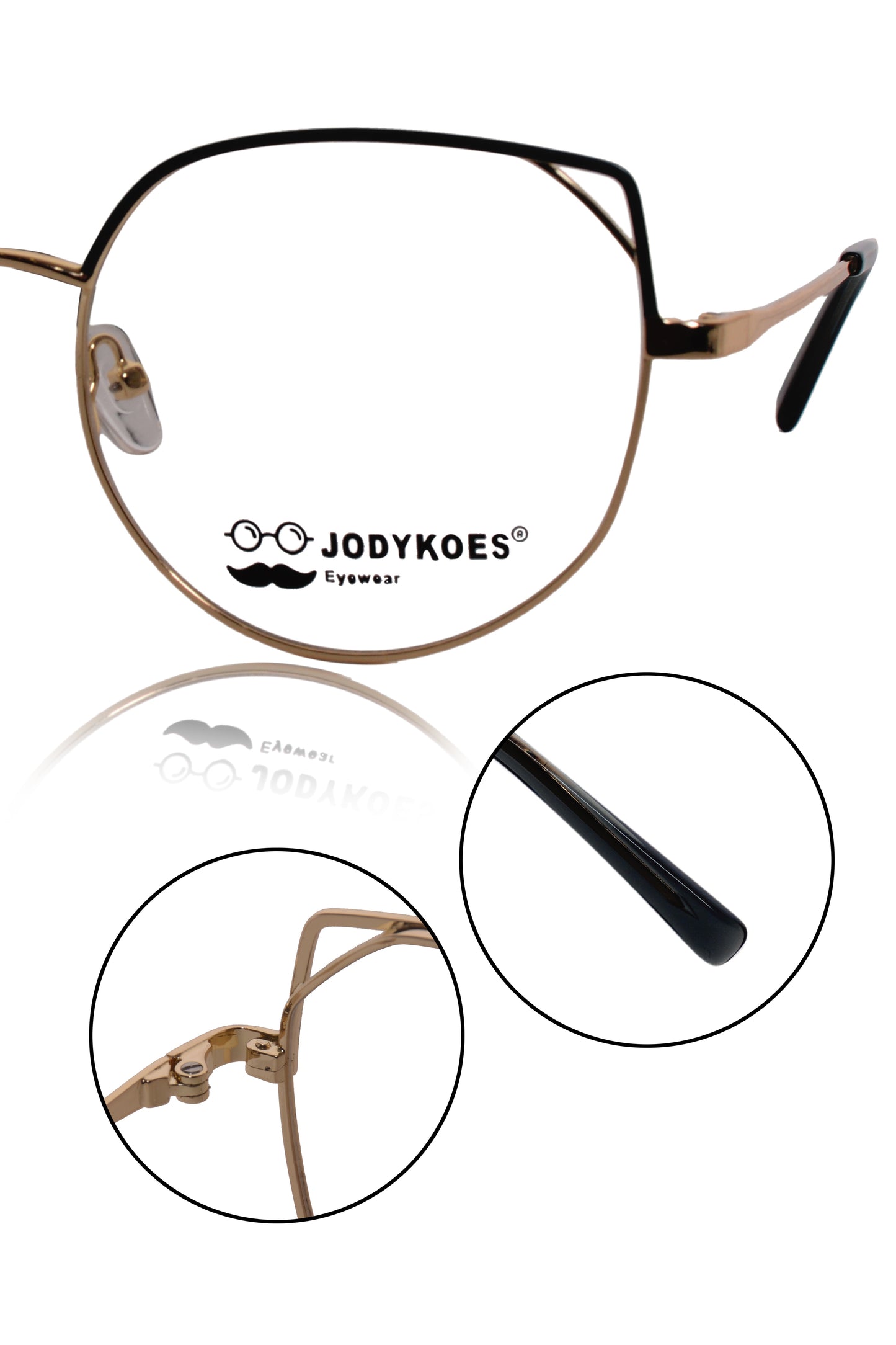 Jodykoes Luxury Series : Pure Titanium Metal Spectacle Eyeglasses | Cat Eye Metal Eyewear Frame ( Green and Gold )