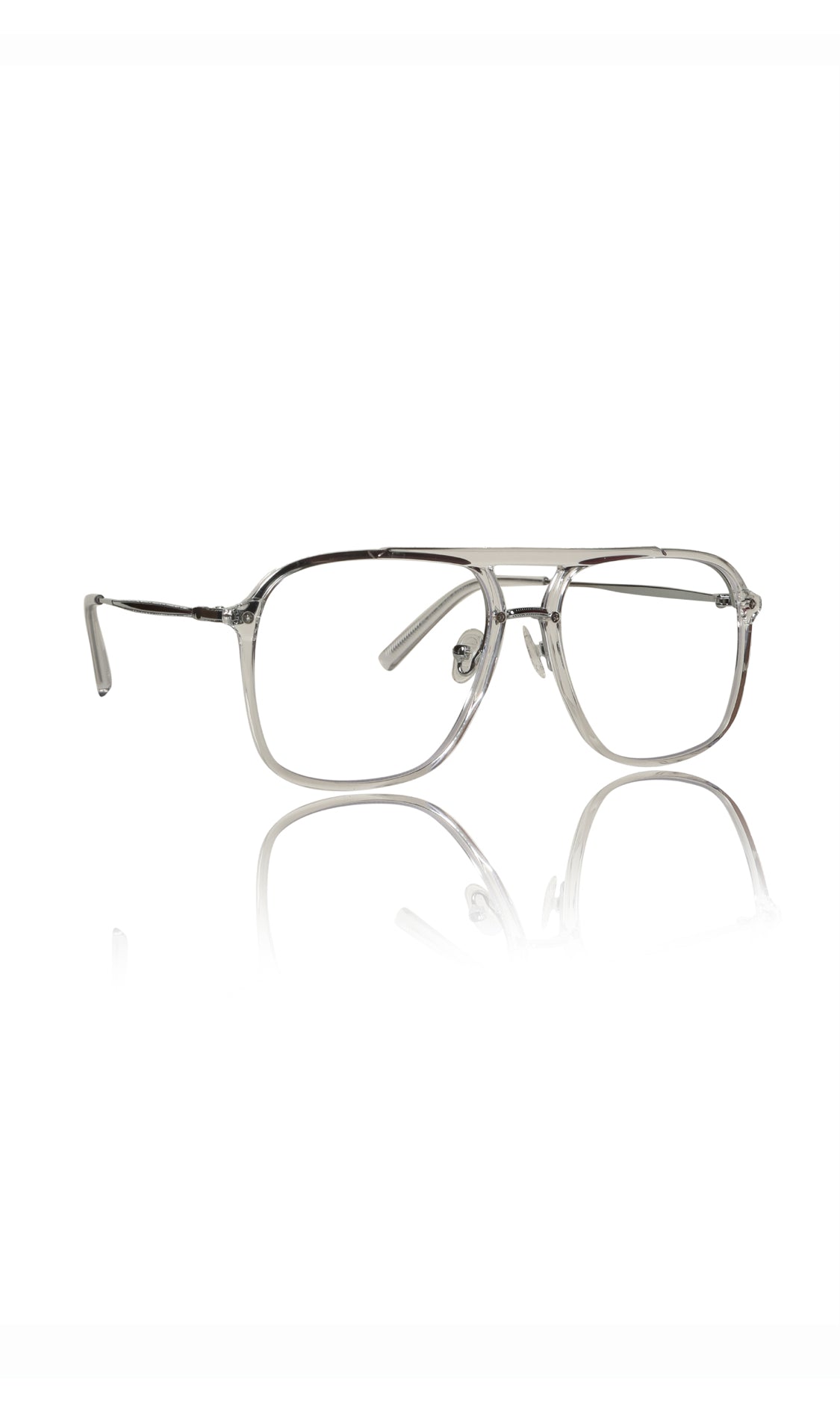 Jodykoes® Premium Series Double Bar Eyewear Eyeglasses Spectacles Frame for Men and Women (Transparent)