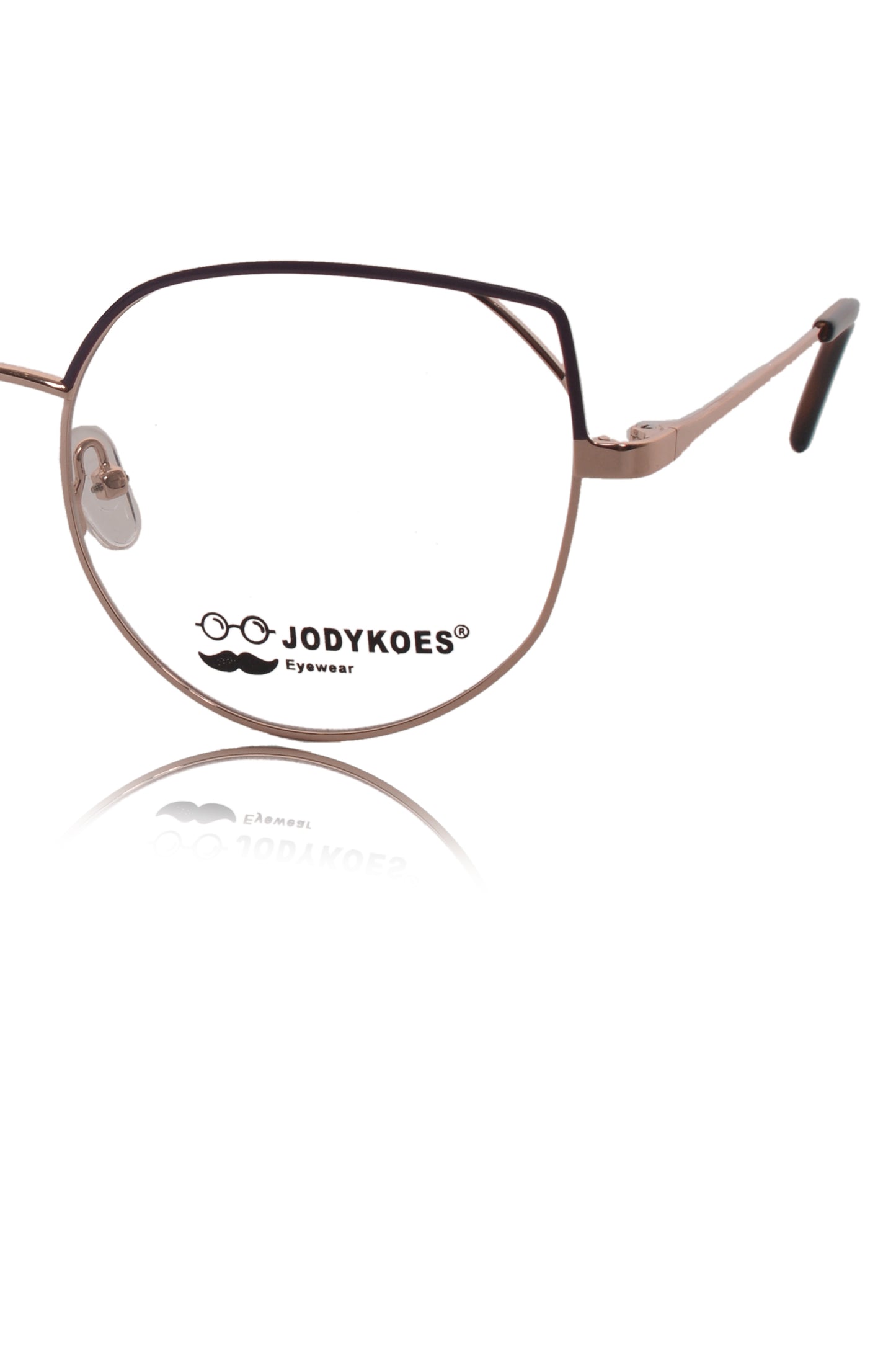 Jodykoes Luxury Series : Pure Titanium Metal Spectacle Eyeglasses | Cat Eye Metal Eyewear Frame ( Purple and Rose Gold )